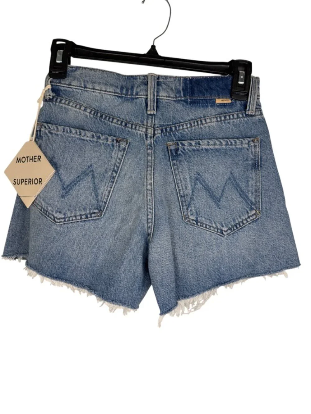 NWT MOTHER The Skipper Short N' Long Fray Denim Shorts – 23- MSRP $198